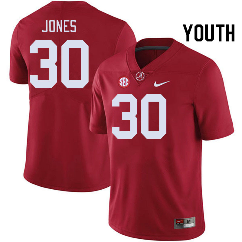 Youth #30 Cayden Jones Alabama Crimson Tide College Football Jerseys Stitched-Crimson